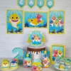 Lembrancinha personalizada de aniversário no tema Baby Shark com tubarões coloridos. Arquivo de corte digital nos formatos Silhouette Studio e PDF.