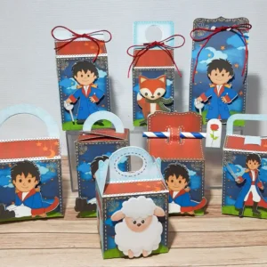 Caixa personalizada para mimos e doces tema Pequeno Príncipe. Arquivo digital de corte para o software Silhouette Studio e formato de impressão PDF.