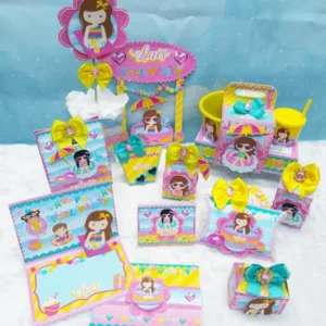 Topper para imprimir com tema pool party menina molde de papelaria e arquivo de corte para editar no silhouette studio