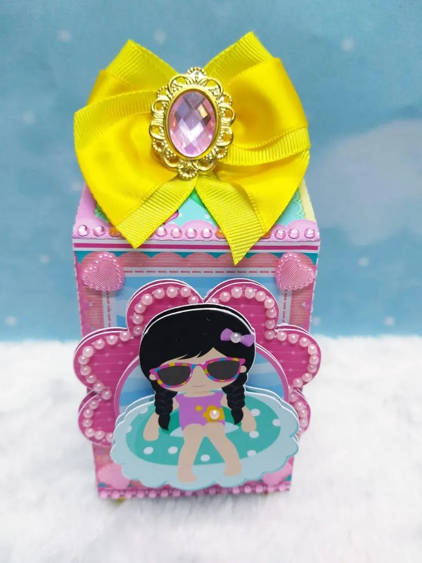 Topper de bolo infantil pool party menina para imprimir e recortar molde pronto em formato de arquivo digital studio