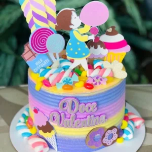 Topper de bolo personalizado no tema guloseimas e doces. Arquivo de corte digital exclusivo para Silhouette Studio, ideal para decoração de festa.