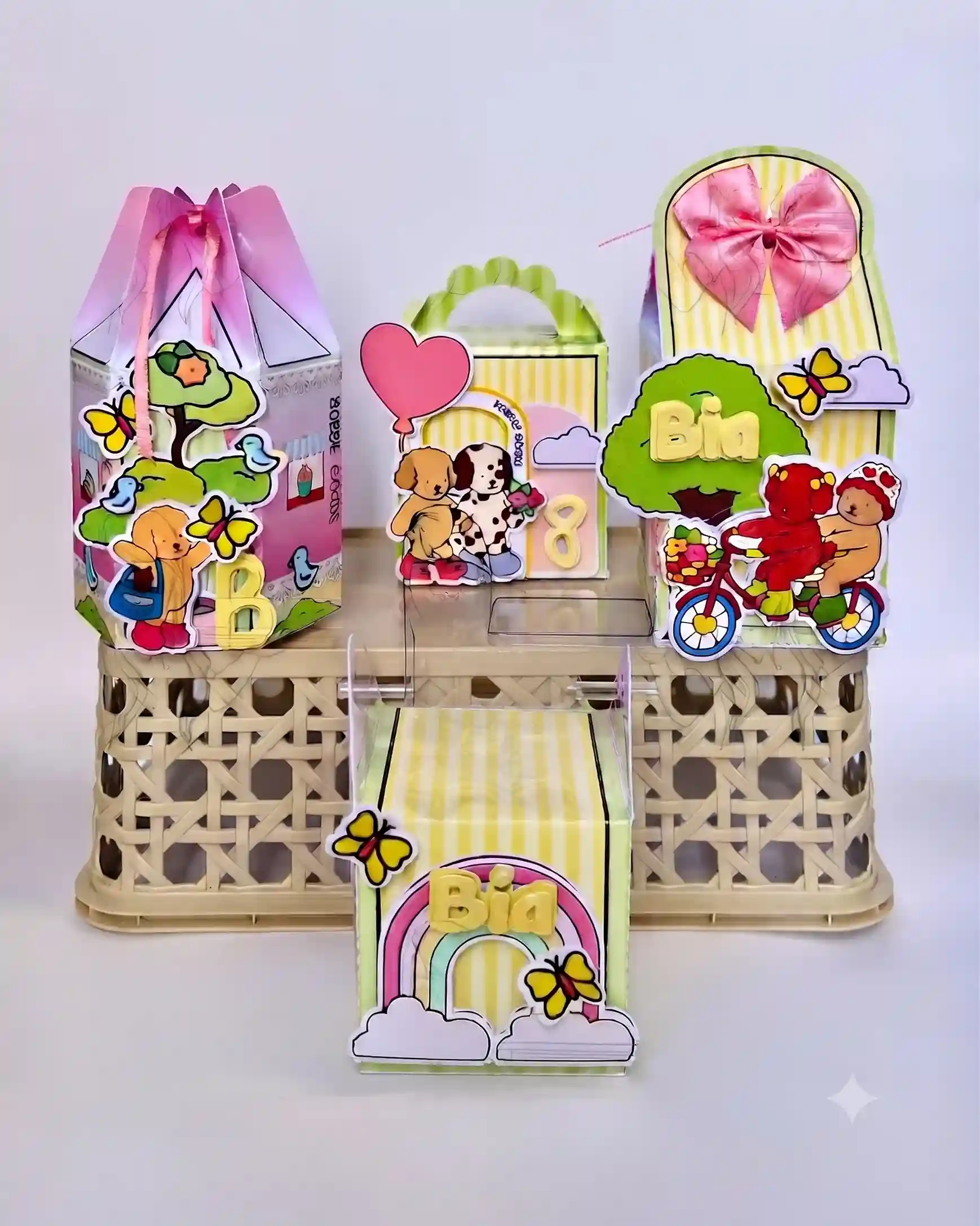 Desenhos fofos personalizados e caixas no estilo Bobbie Goods. Arquivo de corte digital nos formatos Silhouette Studio e para impressão em PDF.