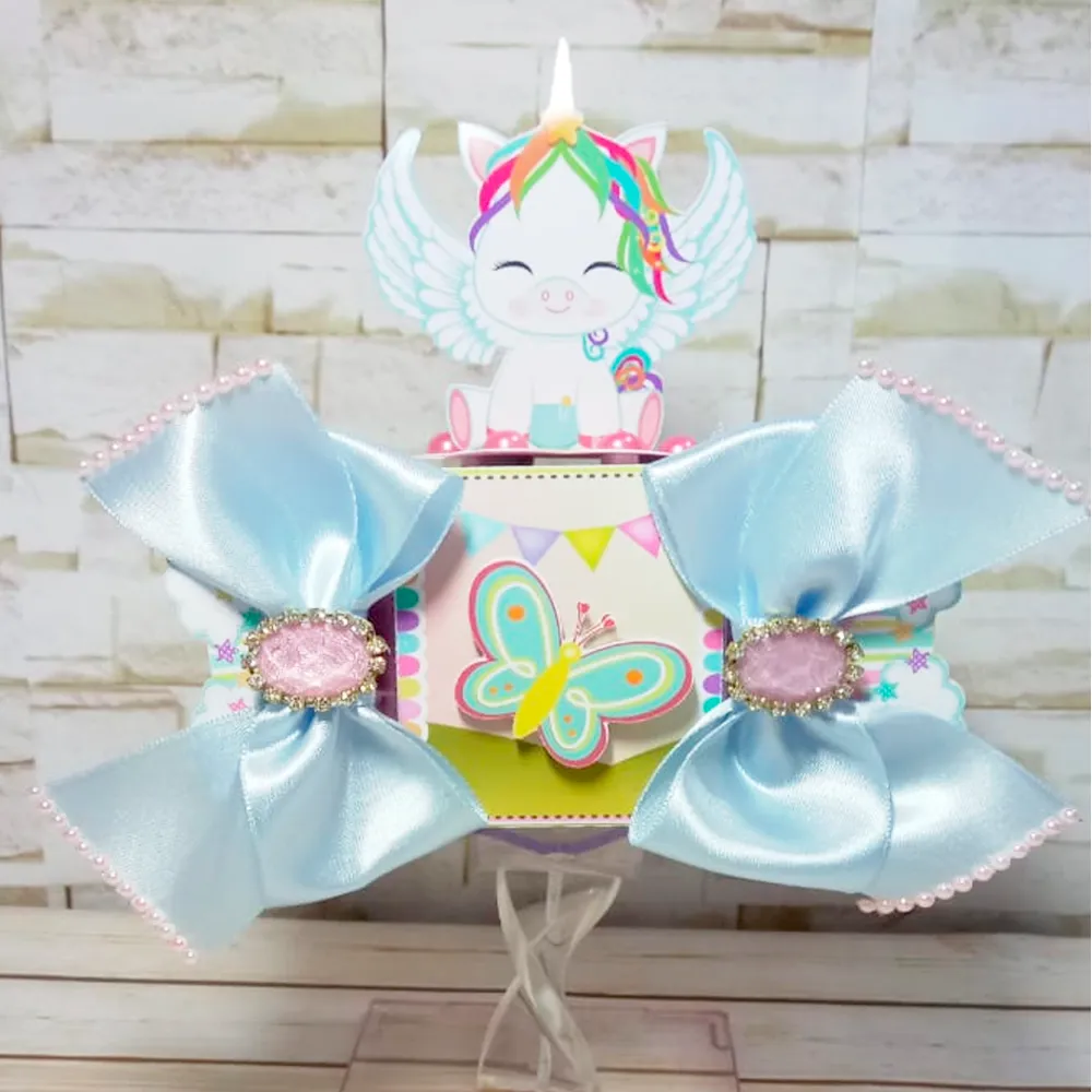 Caixinhas de papelaria personalizada para festas com tema unicórnio arquivo digital de corte para silhouette