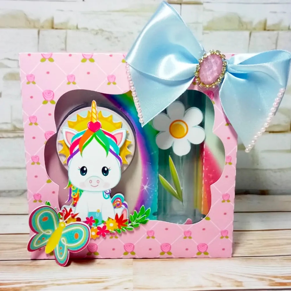 Topper para imprimir com tema unicórnio molde de papelaria e arquivo de corte para editar no silhouette studio