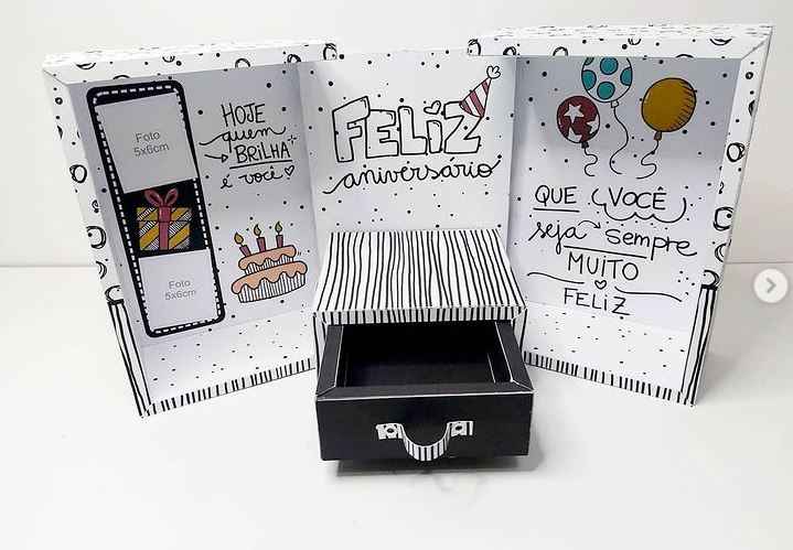 Embalagem interativa e lembrancinha personalizada no tema feliz aniversário. Arquivo de corte digital nos formatos Silhouette Studio, PDF e PNG.