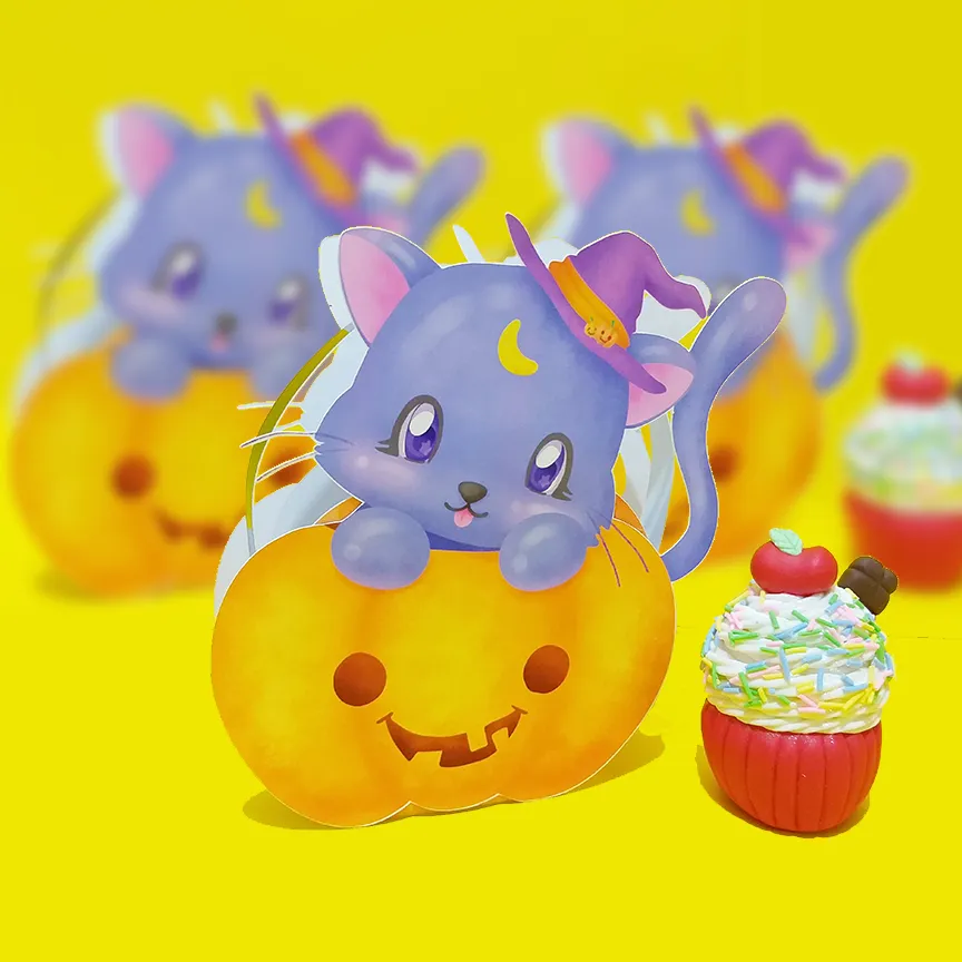 Caixa personalizada para mimos e doces tema bruxinhas e monstros. Arquivo digital de corte para o software Silhouette Studio e formato de impressão PDF.
