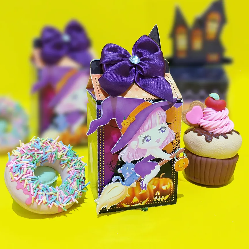 Lembrancinha de aniversário com estampa de abóbora e fantasmas fofos. Arquivo de corte digital para Silhouette Studio e arquivos em extensão PDF.