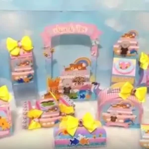 Topper para imprimir com tema arca de noé menina molde de papelaria e arquivo de corte para editar no silhouette studio