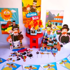 Lembrancinha personalizada de aniversário com o personagem Bita de bigode e cartola em relevo. Arquivo de corte digital em Studio e formato PDF.