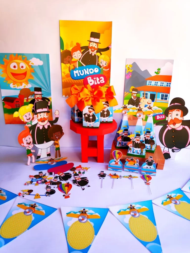 Lembrancinha personalizada de aniversário com o personagem Bita de bigode e cartola em relevo. Arquivo de corte digital em Studio e formato PDF.