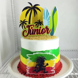 Topper para imprimir com tema reggae molde de papelaria e arquivo de corte para editar no silhouette studio