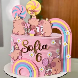 Topo de bolo divertido no tema capivara. Arquivo de corte digital exclusivo para Silhouette Studio, perfeito para decoração de festa infantil.