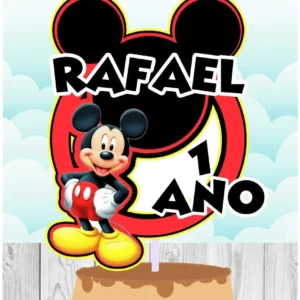 Molde digital para topo de bolo do Mickey em formato Studio para corte na Silhouette com elementos 3D do personagem.