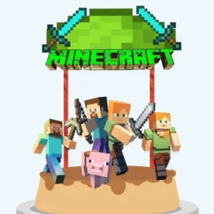 Topper para imprimir com tema minecraft molde de papelaria e arquivo de corte para editar no silhouette studio