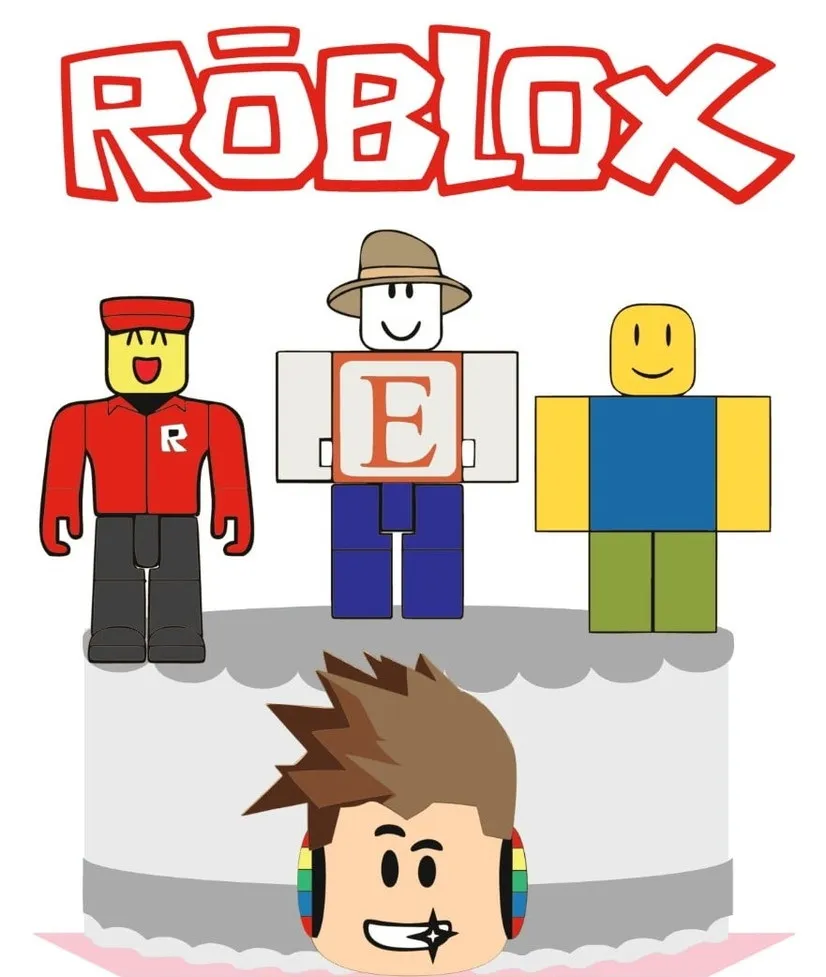 Arquivo de topo de bolo no tema Roblox no formato Studio para corte na Silhouette em alta resolução para festas.