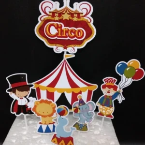 Topper de bolo personalizado no tema circo menino com palhacinho e lona. Arquivo de corte digital para Silhouette Studio para decoração de festa.