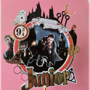 Topper de bolo personalizado do Harry Potter com óculos, cicatriz e elementos de magia. Arquivo de corte digital para o software Silhouette Studio.