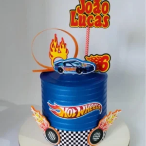 Topper de bolo personalizado com carros de corrida em chamas e pistas de velocidade. Arquivo de corte digital para Silhouette Studio para festa.