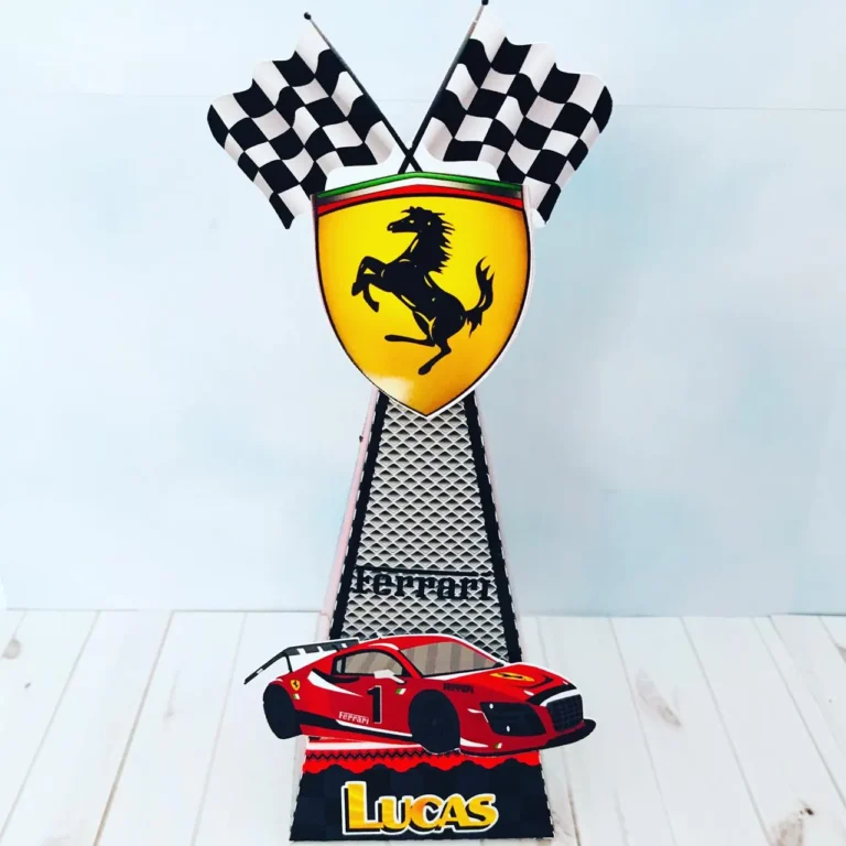Moldes digitais para decoração de aniversário tema Ferrari em formato Studio para Silhouette e PDF para tesoura.