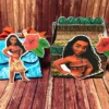 Caixas personalizadas em camadas com elementos de ondas do mar e flores tropicais. Arquivo digital de corte em formato Studio e imagem em JPEG.