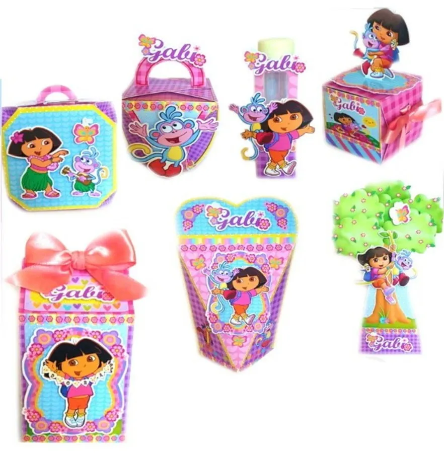 Lembrancinha personalizada de aniversário com a Dora Aventureira, mochila e mapa em relevo. Arquivo de corte digital para o software Silhouette Studio.