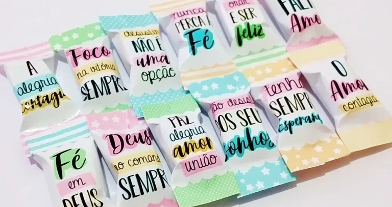 Design digital para balas de iogurte com tipografia elegante e mensagens inspiradoras como "Você é capaz" e "Tenha um bom dia" nos formatos PNG e PDF.