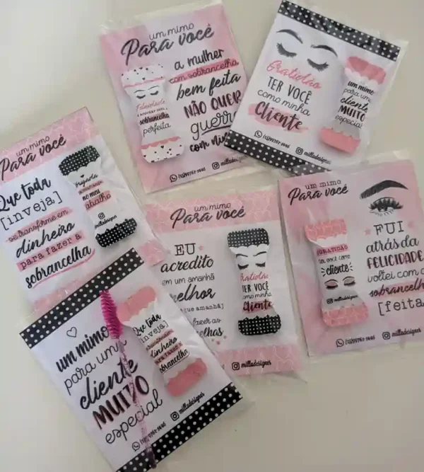 Kit de artes para capa de balas e doces para salão de beleza. Arquivo digital em alta qualidade nos formatos de imagem PNG e de impressão PDF.