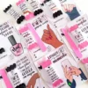 Rótulos de balas com frases motivacionais sobre unhas e beleza. Arquivo digital para impressão nos formatos de imagem PNG e arquivo em formato PDF.