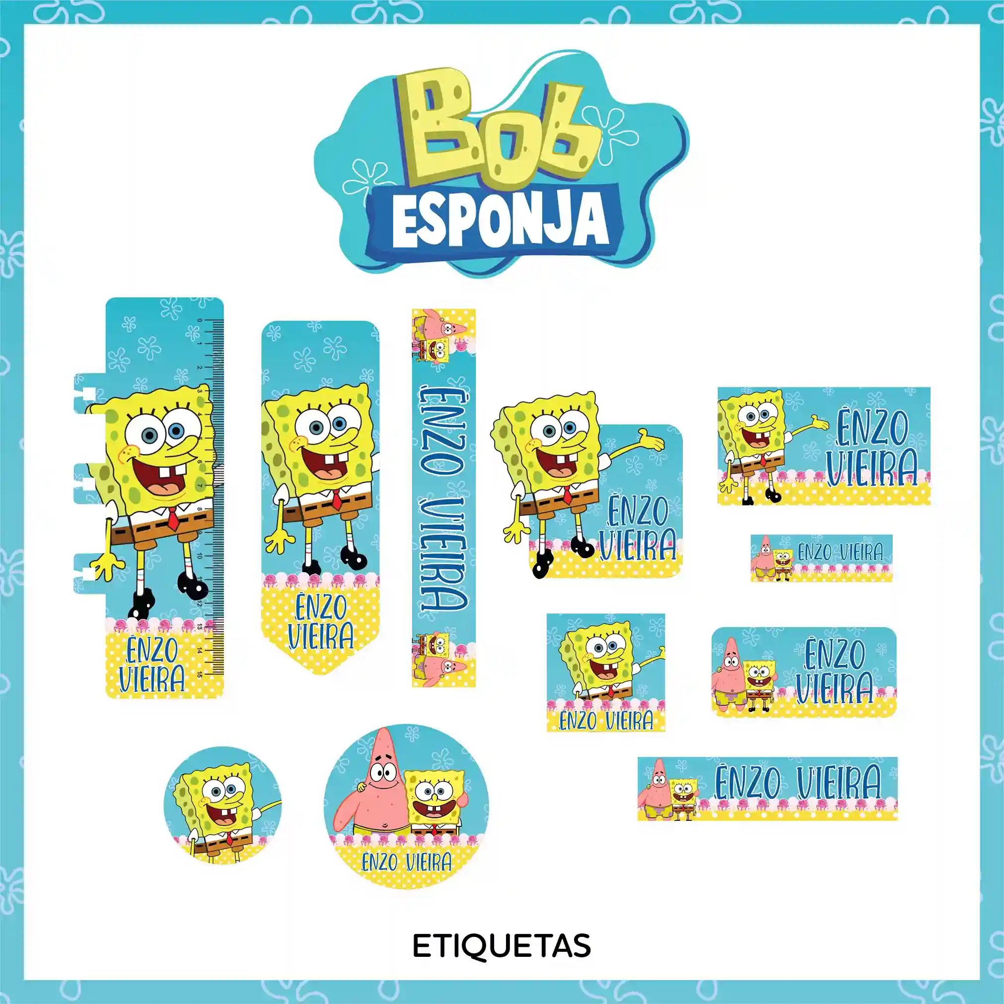 10 Kit Etiquetas Escolares para Editar e Imprimir Adesivo Lapis