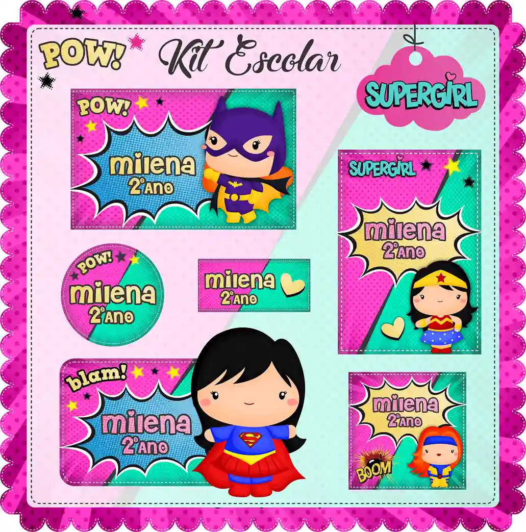 10 Kit Etiquetas Escolares para Editar e Imprimir Adesivo Lapis