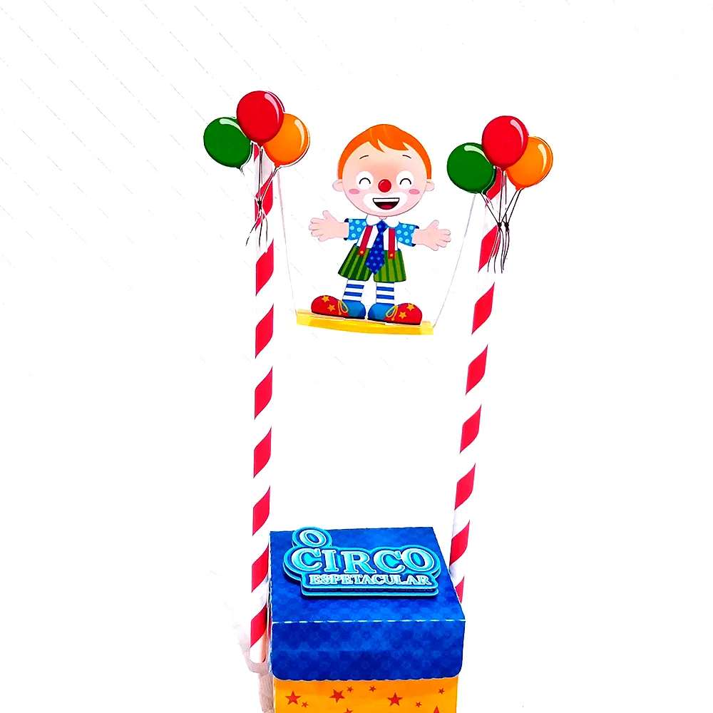 Caixinha milk e itens de papelaria personalizada no tema circo menino. Arquivo de corte digital nos formatos Silhouette Studio e PDF para imprimir.