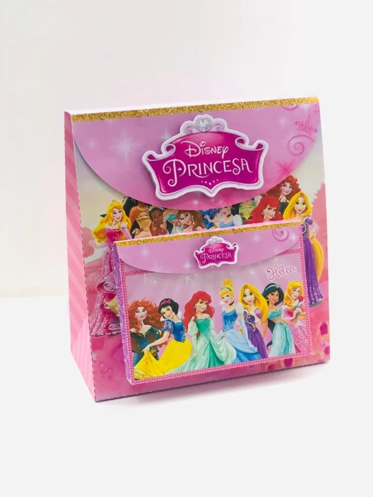 Lembrancinha personalizada para aniversário infantil Princesas Disney. Arquivo digital de corte compatível com Silhouette Studio e formato PDF.