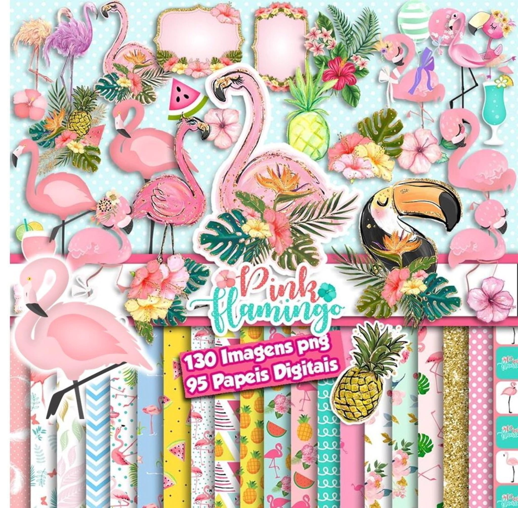 Kit Papel Digital e Cliparts: 10 Pacotes Fundos e Imagens Png