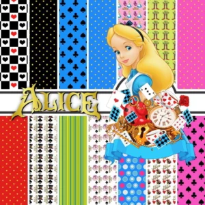 Elementos digitais de Alice no País das Maravilhas com Coelho Branco e Gato de Cheshire em alta resolução. Imagens em PNG e papéis em JPG.