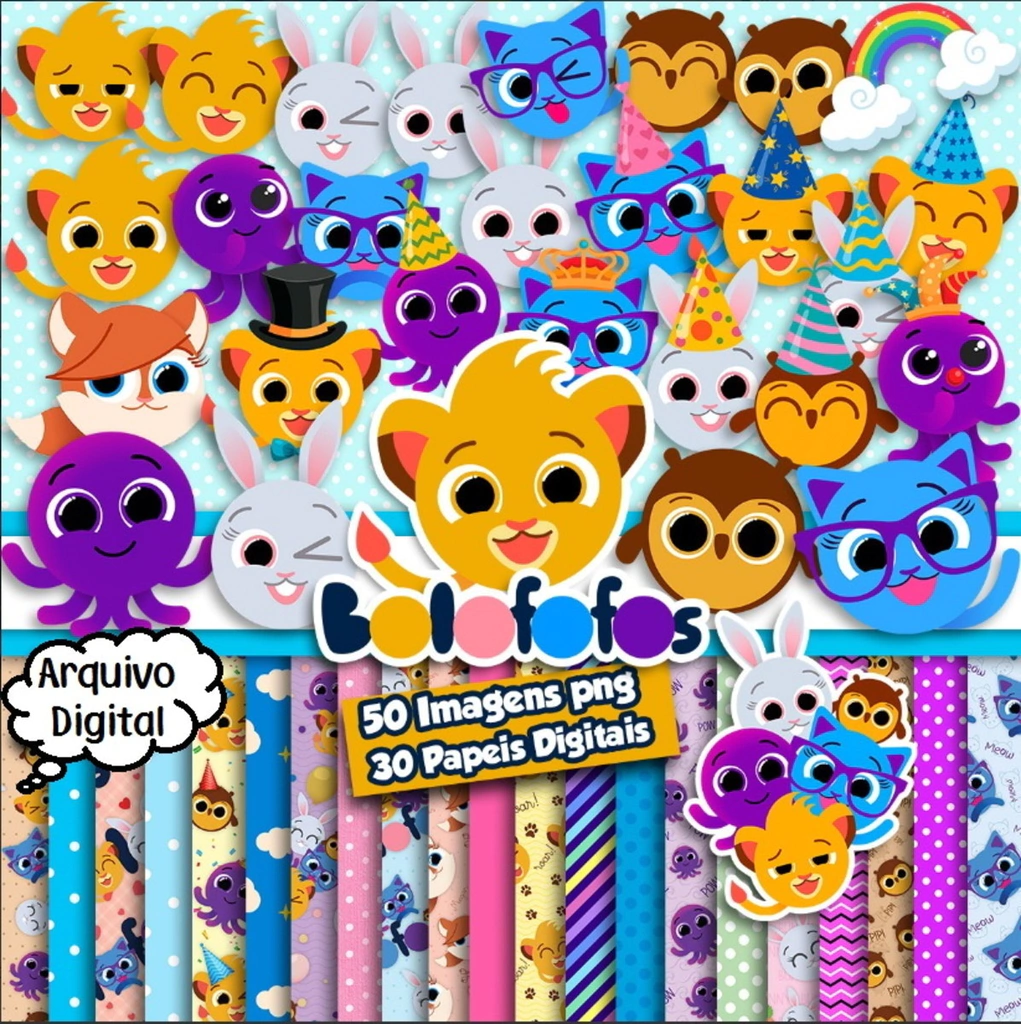 Kit Papel Digital e Cliparts: 10 Pacotes Fundos e Imagens Png