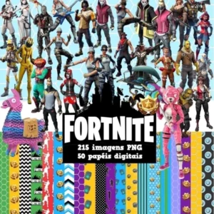 Elementos digitais do Fortnite com lama de suprimentos, skins e picaretas em alta resolução. Imagens em PNG transparente e papéis em JPG.