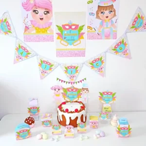 Elementos decorativos de aniversário com temática de carnaval infantil e instrumentos musicais. Arquivo de corte digital nas extensões PDF, PNG e Studio.
