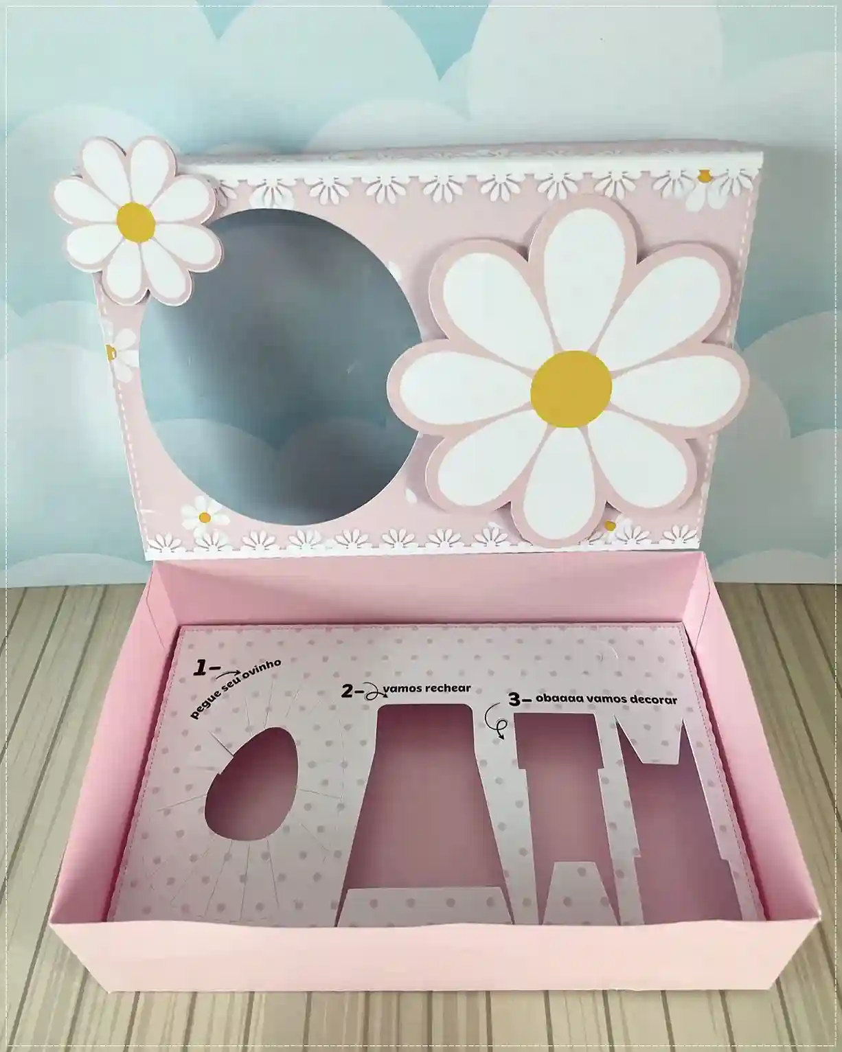 Molde de caixinhas tema margaridas mini confeiteiro para imprimir e recortar em arquivo digital nos formatos pdf e png