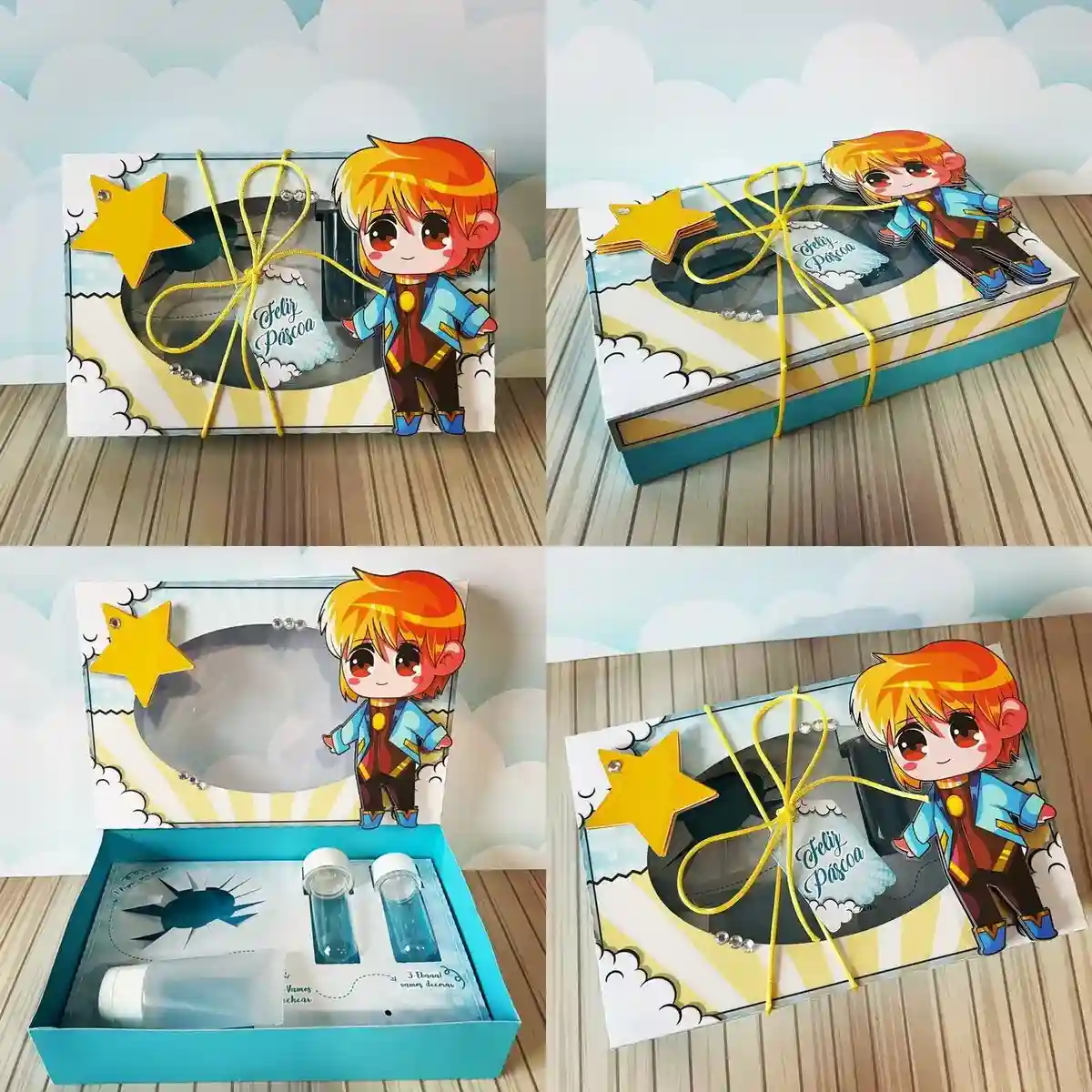 Lembrancinha criativa de confeiteiro infantil com artes de anime. Arquivo de corte digital para Silhouette Studio e arquivos em PDF e imagem PNG.