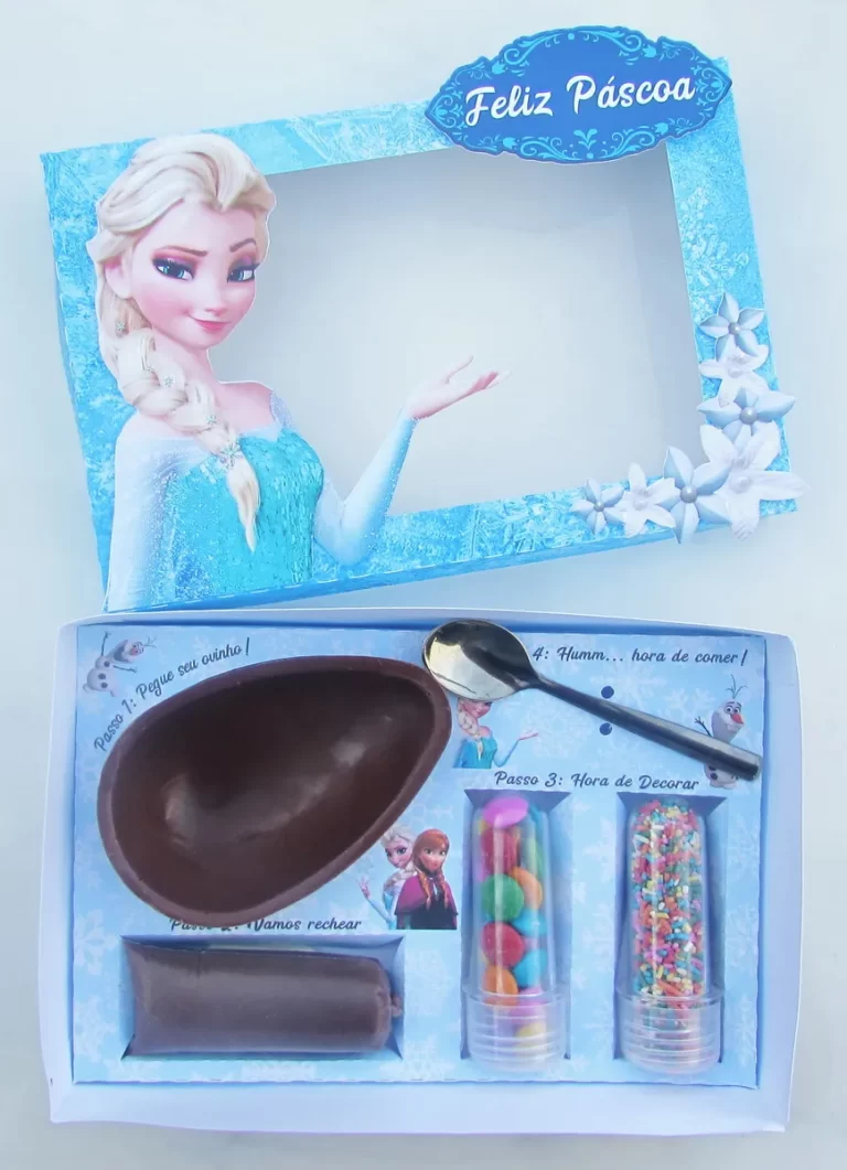 Embalagem interativa com berço para bisnaga de brigadeiro e doces decorada com o boneco Olaf de Frozen. Arquivo de corte digital em Studio e PDF.