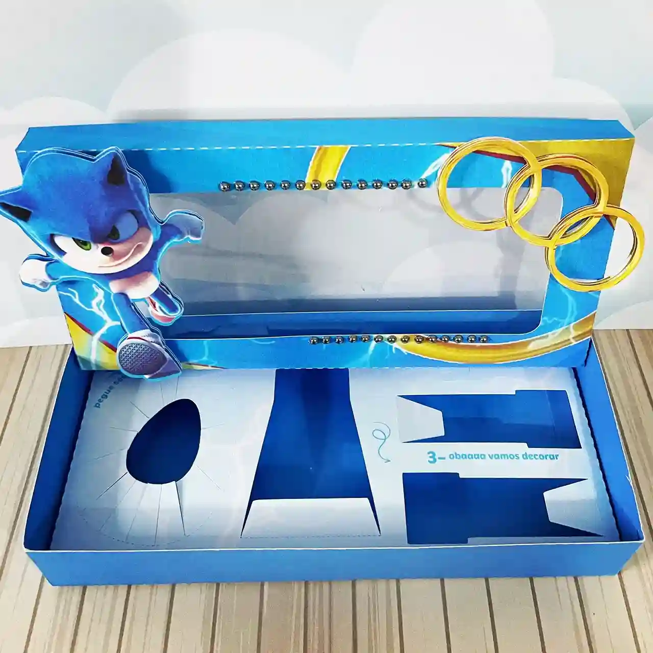 Molde de caixinhas tema sonic mini confeiteiro para imprimir e recortar em arquivo digital nos formatos pdf e png