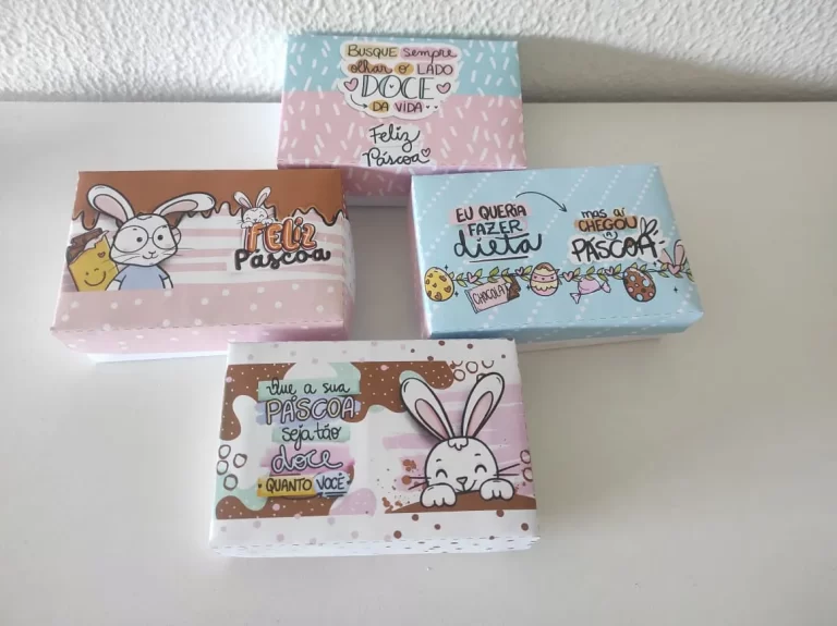 Kit de moldes para caixas de bombons e doces de Páscoa com corte especial de coelho fofo. Arquivo digital em formatos Silhouette Studio e PDF.