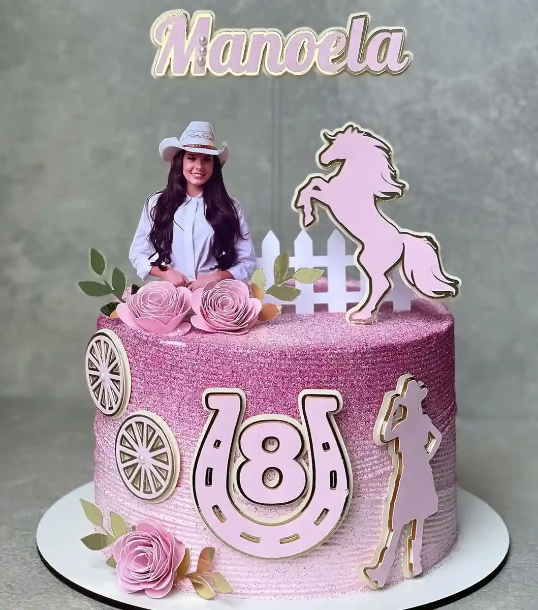 Topper para imprimir com tema boiadeira ana castela molde de papelaria e arquivo de corte para editar no silhouette studio