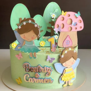 Topper de bolo delicado no tema fadas no bosque. Arquivo de corte digital para Silhouette Studio, perfeito para decoração de festa infantil.