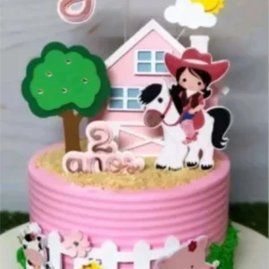 Topper para imprimir com tema fazendinha rosa molde de papelaria e arquivo de corte para editar no silhouette studio