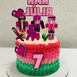 Topper para imprimir com tema minecraft menina molde de papelaria e arquivo de corte para editar no silhouette studio