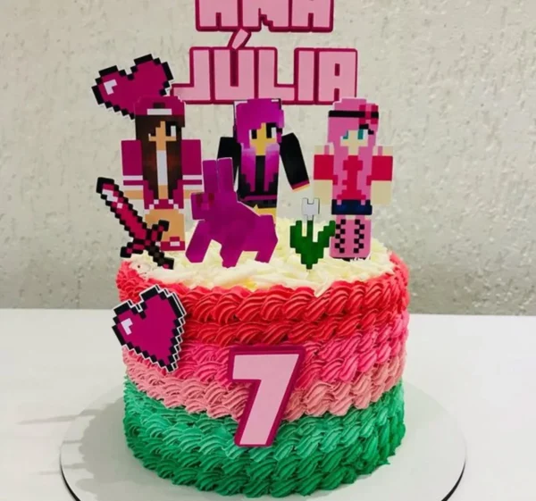 Topper para imprimir com tema minecraft menina molde de papelaria e arquivo de corte para editar no silhouette studio