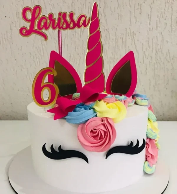 Topper para imprimir com tema unicórnio molde de papelaria e arquivo de corte para editar no silhouette studio