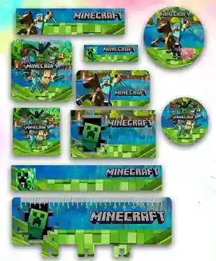 Adesivo escolar Minecraft para imprimir em etiqueta para caderno e lápis para editar e organizar