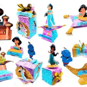 Arquivo digital tema Jasmine em formato Studio para topo de bolo e decoração de festa infantil